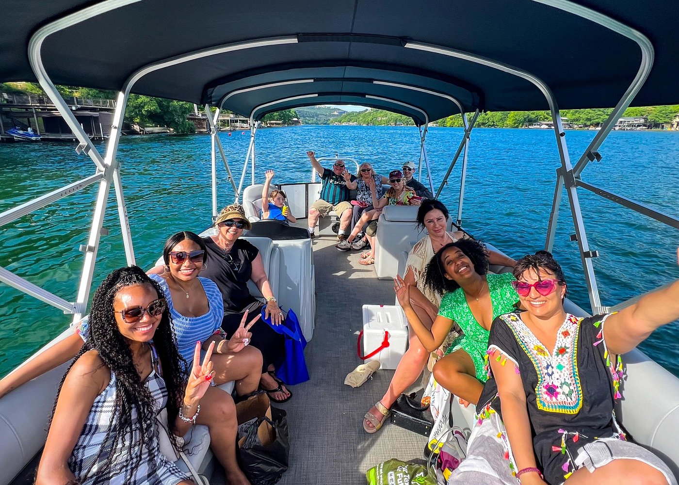 Public Lake Austin Boat Tour with Full Sun Shading
